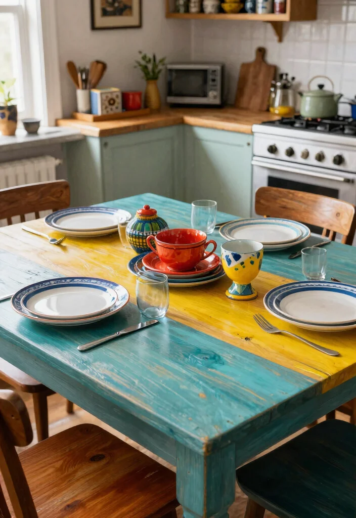 16 Kitchen Table Top Ideas With Stylish Surfaces 12 16 Kitchen Table Top Ideas With Stylish Surfaces - 12. Painted or Stained Wood 1