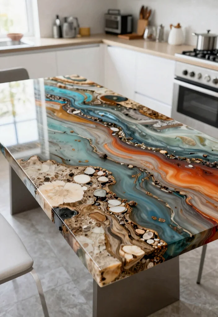16 Kitchen Table Top Ideas With Stylish Surfaces 14 16 Kitchen Table Top Ideas With Stylish Surfaces - 14. Resin Coated Designs 1