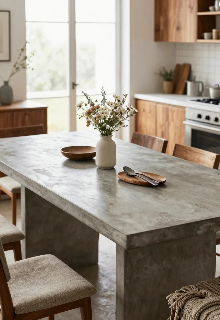 16 Kitchen Table Top Ideas With Stylish Surfaces 3 16 Kitchen Table Top Ideas With Stylish Surfaces - 3. Concrete Charm 1
