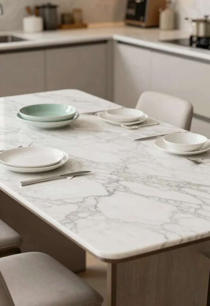 16 Kitchen Table Top Ideas With Stylish Surfaces 5 16 Kitchen Table Top Ideas With Stylish Surfaces - 5. Marble Elegance 1