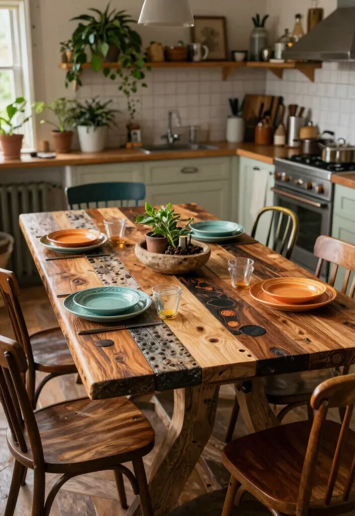 16 Kitchen Table Top Ideas With Stylish Surfaces 8 16 Kitchen Table Top Ideas With Stylish Surfaces - 8. Upcycled Materials 1