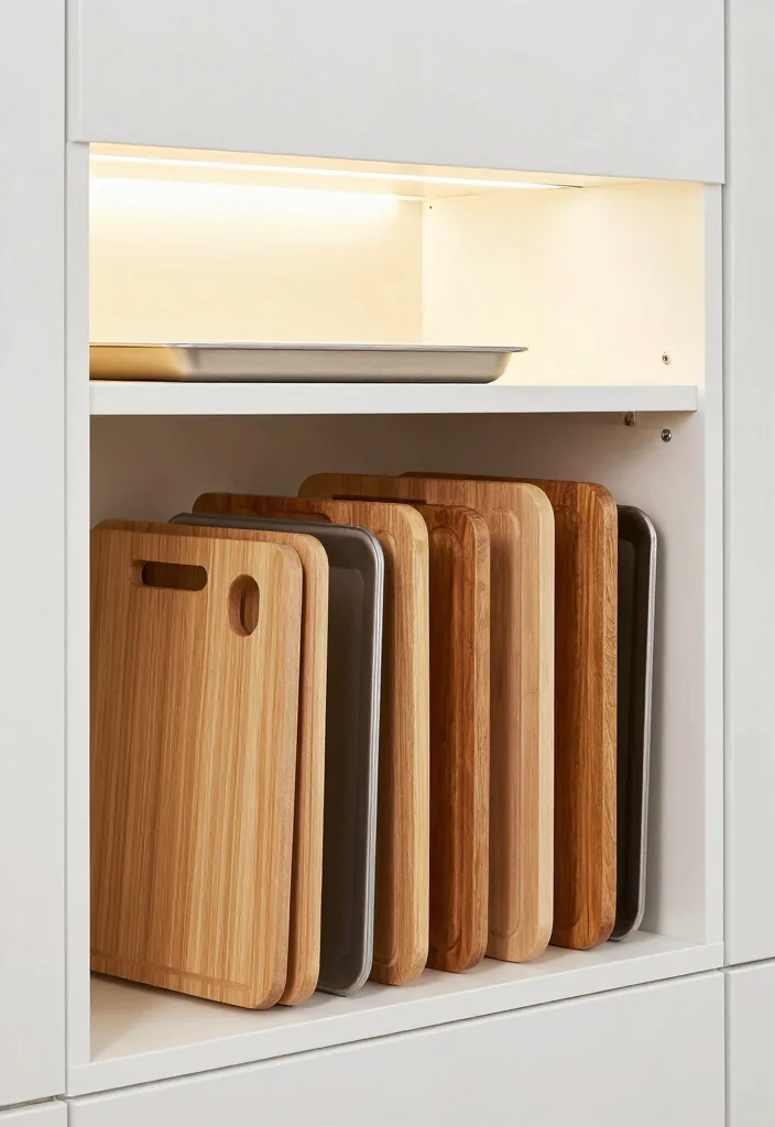 16 Kitchen Upper Cabinets Ideas That Maximize Height - 9. Vertical Dividers for Sheet Pans 1