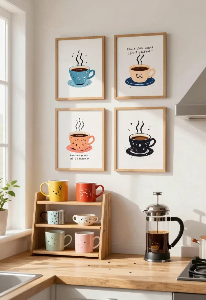 16 Kitchen Wall Prints Ideas That Add Personality 2 16 Kitchen Wall Prints Ideas That Add Personality - 2. Whimsical Coffee Art 1