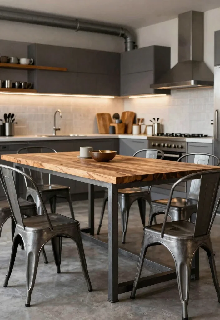 16 Table for Kitchen Ideas That Fit Every Layout 12 16 Table for Kitchen Ideas That Fit Every Layout - 12. Chic Industrial Table 1