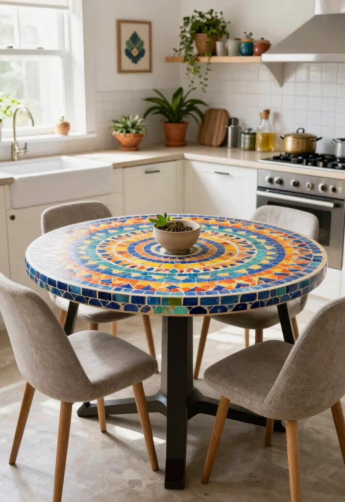 16 Table for Kitchen Ideas That Fit Every Layout 13 16 Table for Kitchen Ideas That Fit Every Layout - 13. Colorful Mosaic Table 1