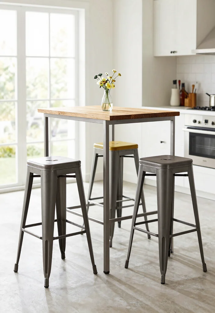 16 Table for Kitchen Ideas That Fit Every Layout 6 16 Table for Kitchen Ideas That Fit Every Layout - 6. Compact Bar Height Table 1