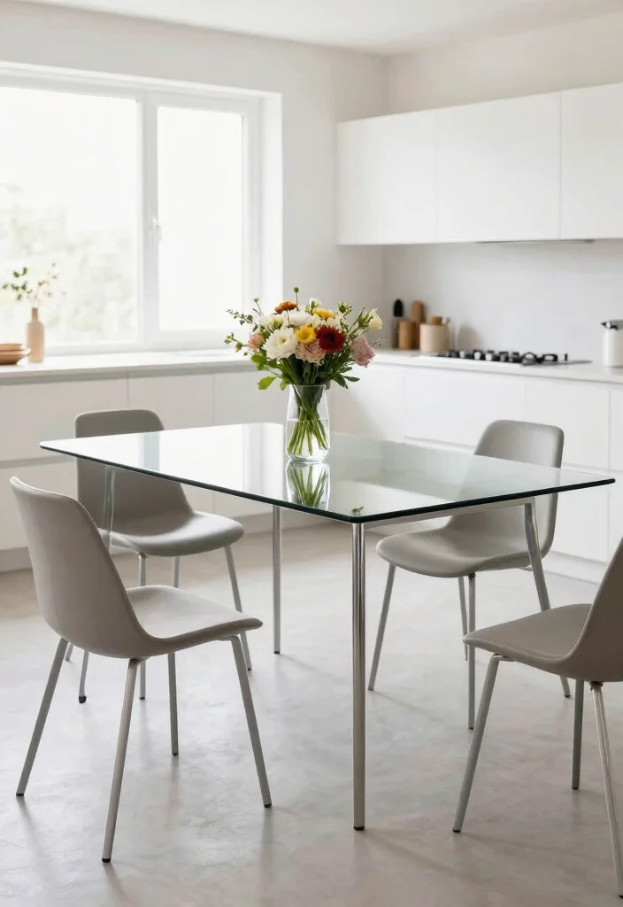 16 Table for Kitchen Ideas That Fit Every Layout 7 16 Table for Kitchen Ideas That Fit Every Layout - 7. Minimalist Glass Table 1