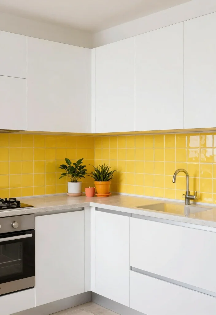 16 Yellow Kitchen Tiles Ideas With Cheerful Energy 12 16 Yellow Kitchen Tiles Ideas With Cheerful Energy - 12. Bright Accents with White 1