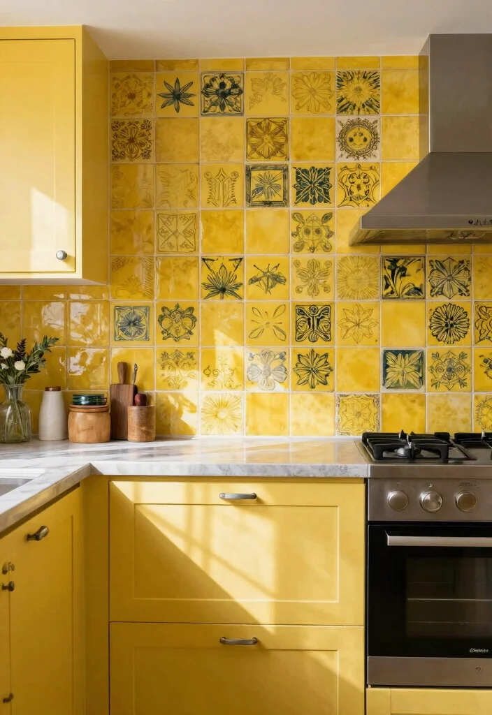 16 Yellow Kitchen Tiles Ideas With Cheerful Energy 16 16 Yellow Kitchen Tiles Ideas With Cheerful Energy - 16. Custom Tile Designs 1