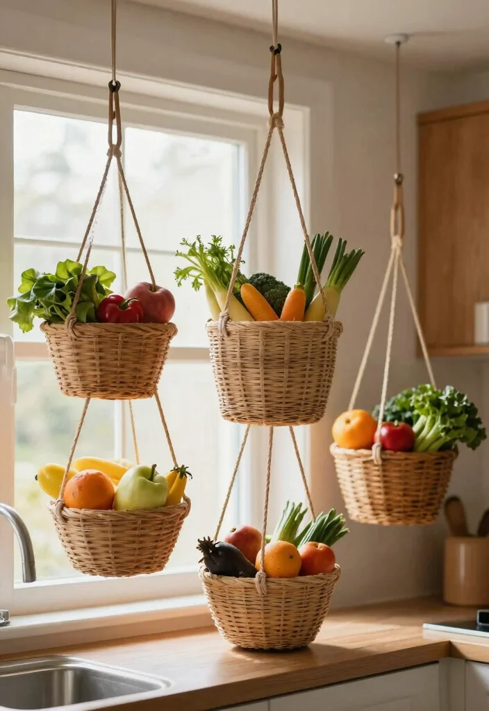 17 Clever Kitchen Storage Ideas Cabinets That Maximize Space 15 17 Clever Kitchen Storage Ideas Cabinets That Maximize Space - 15. Floating Baskets for Fruits and Vegetables 1
