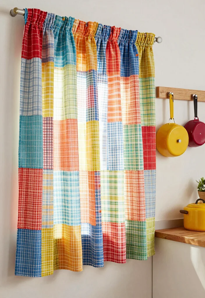 17 Curtain for Kitchen Window Ideas With Soft Touch - 11. Patchwork Curtains 1