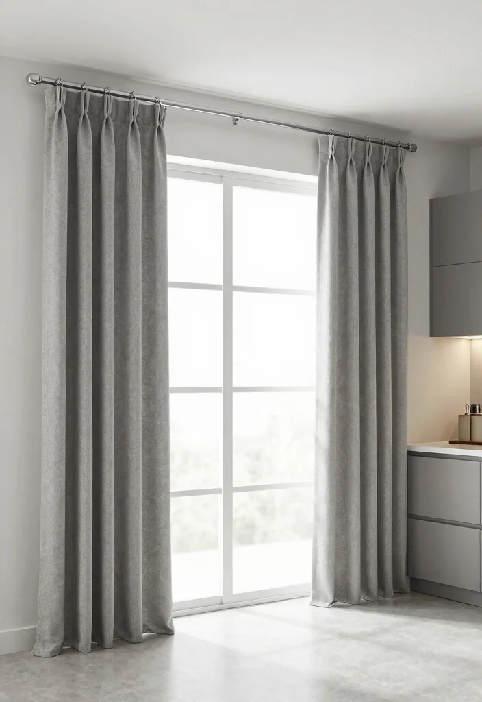 17 Curtain for Kitchen Window Ideas With Soft Touch - 12. Sliding Panel Curtains 1