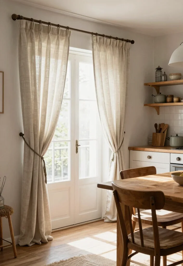 17 Curtain for Kitchen Window Ideas With Soft Touch - 15. Tie-Up Curtains 1