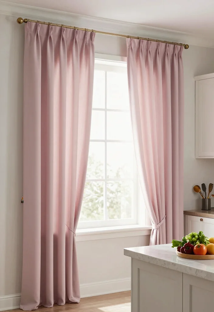 17 Curtain for Kitchen Window Ideas With Soft Touch - 17. Pleated Curtains 1