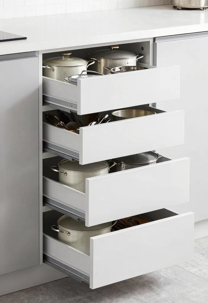 17 Kitchen Tall Cabinet Ideas With Extra Storage Power - 15. Tall Cabinets with Innovative Drawer Systems 1