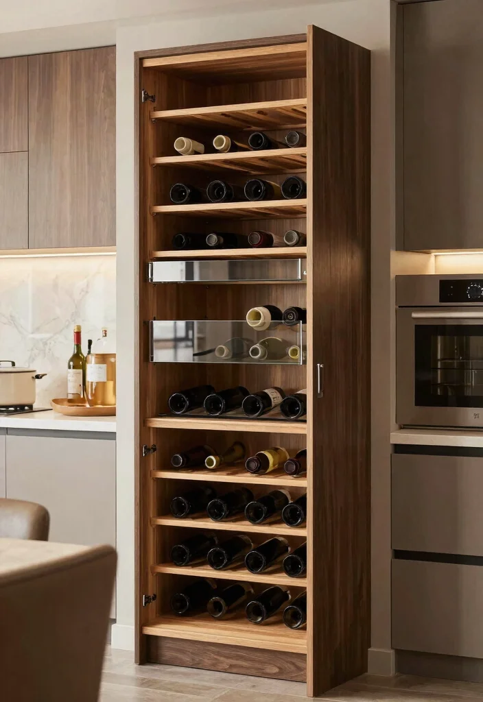 17 Kitchen Tall Cabinet Ideas With Extra Storage Power - 16. Tall Cabinets with Wine Storage Solutions 1