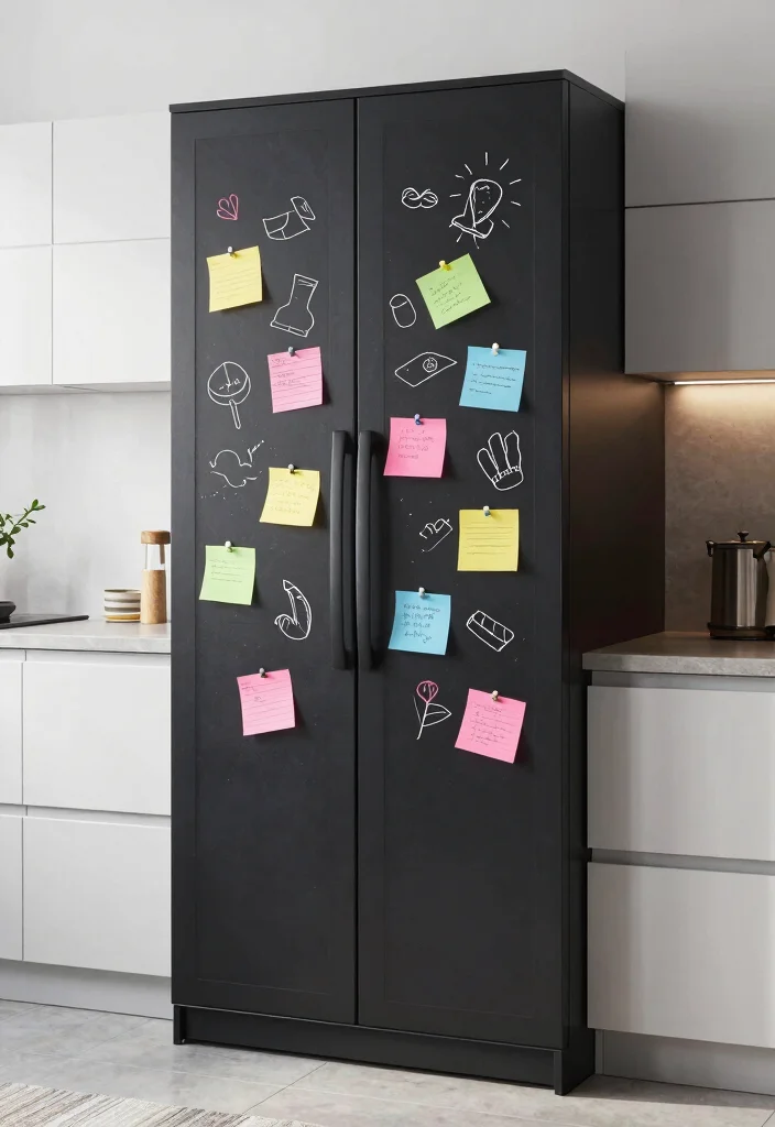 17 Kitchen Tall Cabinet Ideas With Extra Storage Power - 17. Tall Cabinets with Chalkboard or Whiteboard Surfaces 1