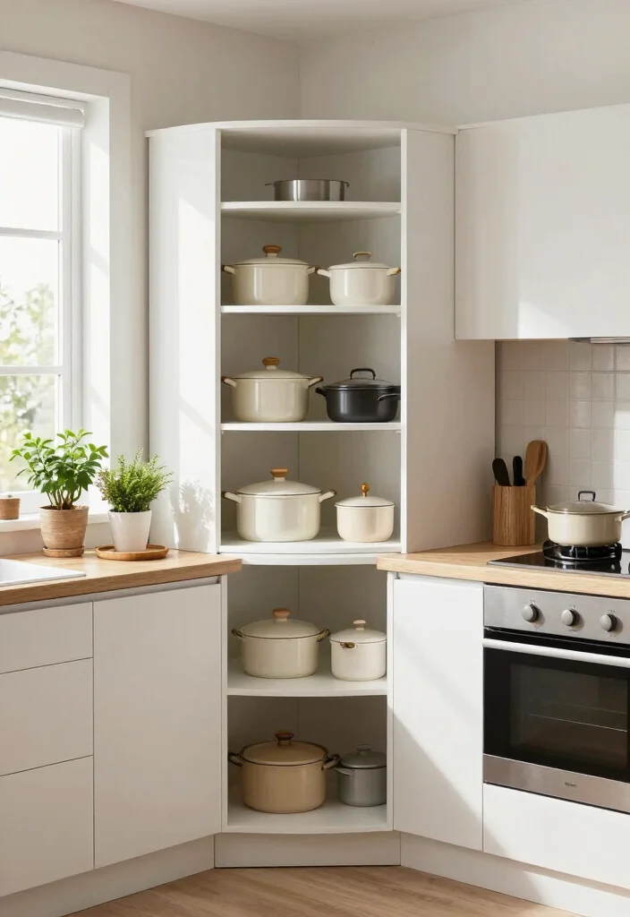17 Kitchen Tall Cabinet Ideas With Extra Storage Power - 2. Corner Tall Cabinets for Space Maximization 1