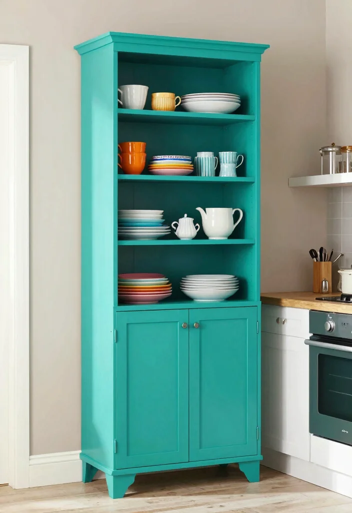 17 Kitchen Tall Cabinet Ideas With Extra Storage Power - 4. Colorful Tall Cabinets to Brighten Up the Space 1