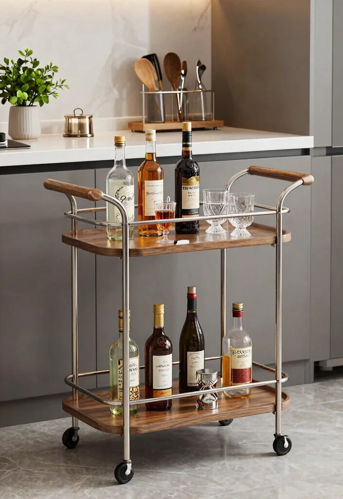 17 Kitchen Wall Storage Ideas That Save Space Smartly 12 17 Kitchen Wall Storage Ideas That Save Space Smartly - 12. Multi-Functional Bar Cart 1