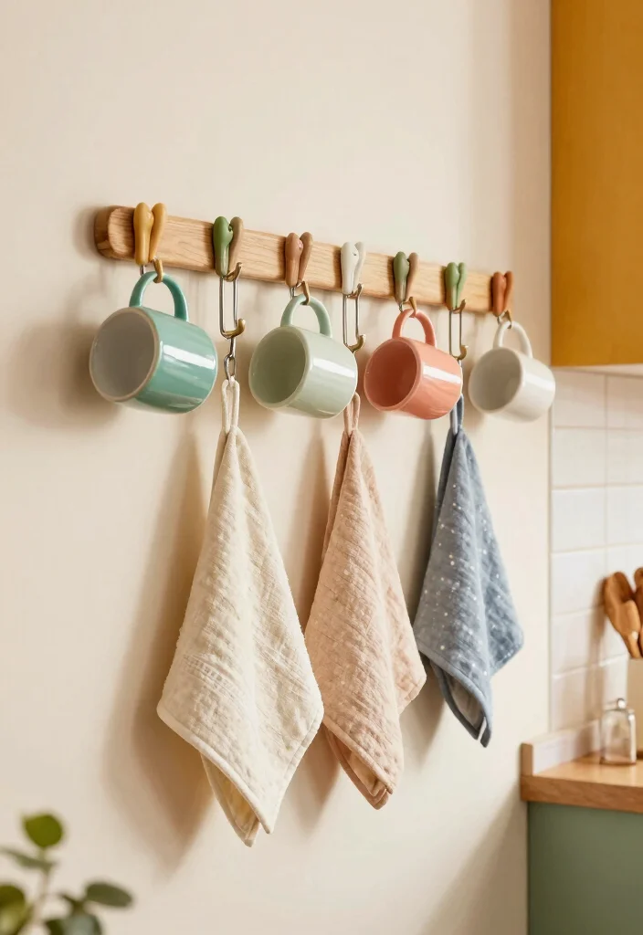 17 Kitchen Wall Storage Ideas That Save Space Smartly 15 17 Kitchen Wall Storage Ideas That Save Space Smartly - 15. Hooks for Mugs and Towels 1