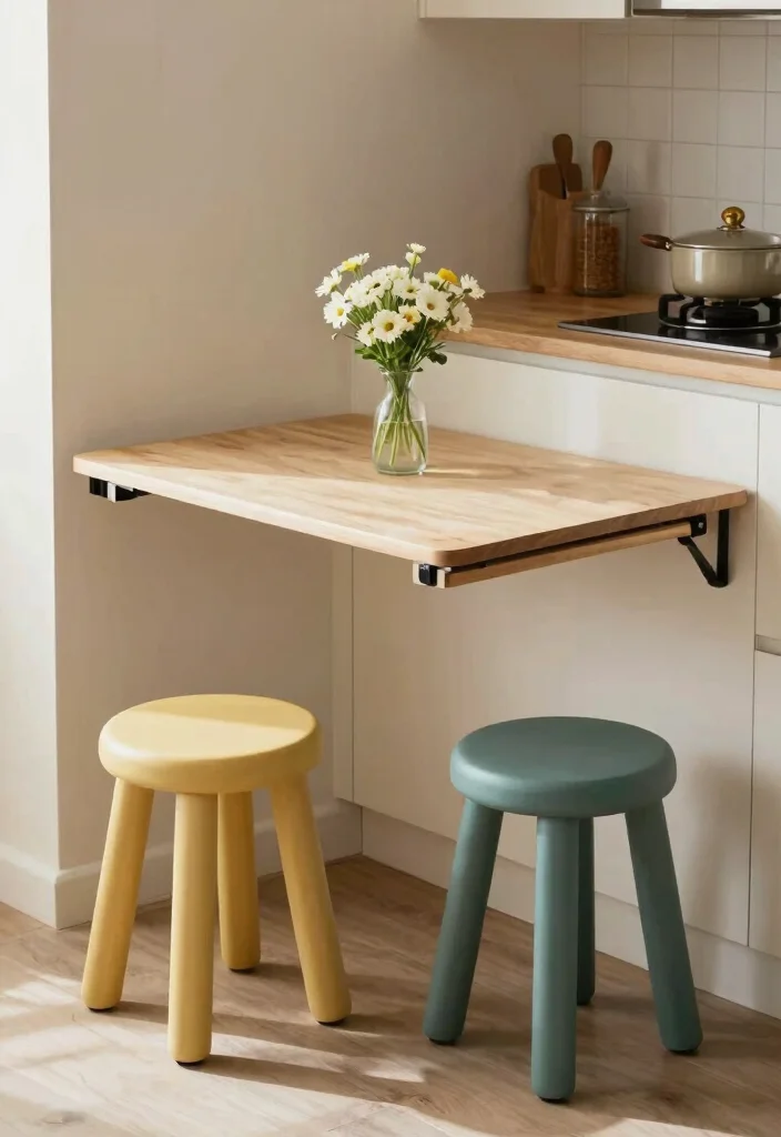 17 Kitchen Wall Storage Ideas That Save Space Smartly 17 17 Kitchen Wall Storage Ideas That Save Space Smartly - 17. Fold-Down Table for Extra Workspace 1
