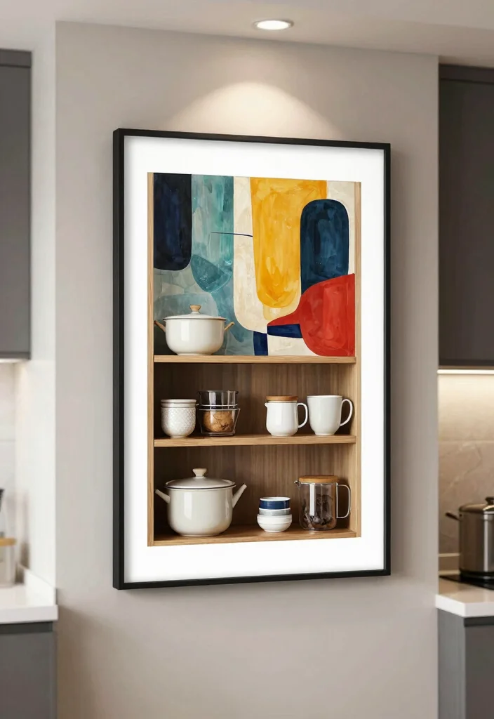 17 Kitchen Wall Storage Ideas That Save Space Smartly 7 17 Kitchen Wall Storage Ideas That Save Space Smartly - 7. Decorative Wall Art with Hidden Storage 1