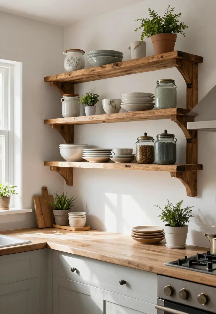 17 Kitchen Wall Storage Ideas That Save Space Smartly 9 17 Kitchen Wall Storage Ideas That Save Space Smartly - 9. Reclaimed Wood Shelves for a Rustic Touch 1