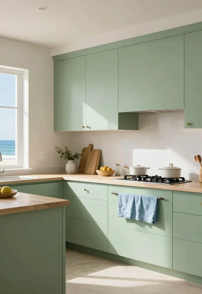17 Kitchen With Green Cabinets Ideas That Feel On Trend - 12. Coastal Inspired Greens 1