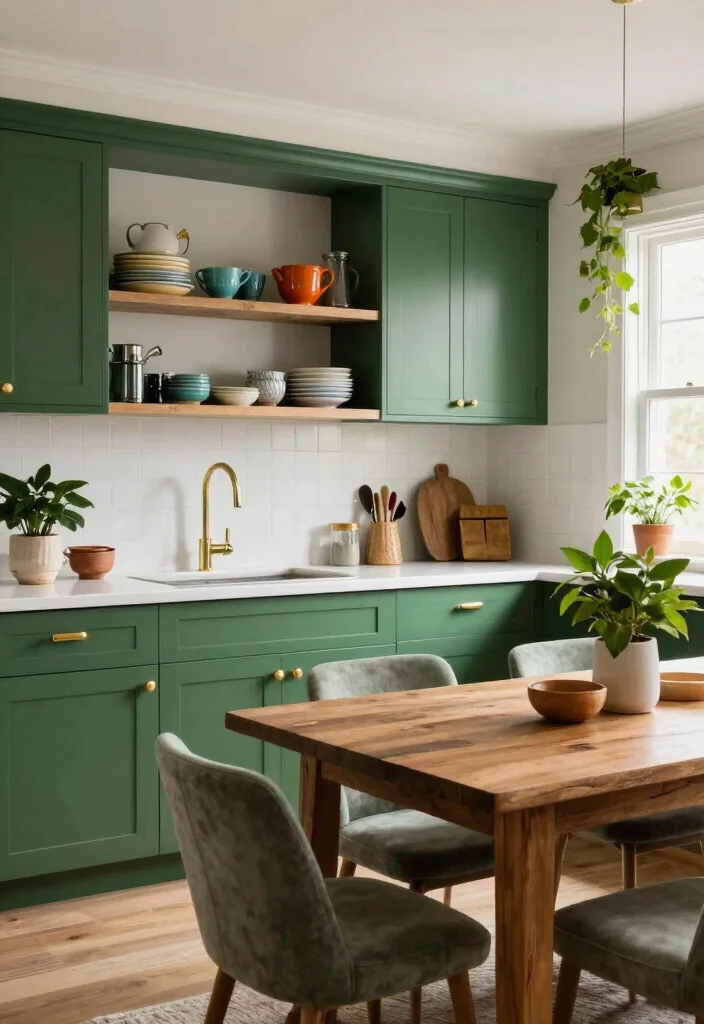 17 Kitchen With Green Cabinets Ideas That Feel On Trend - 3. Vibrant Forest Green 1