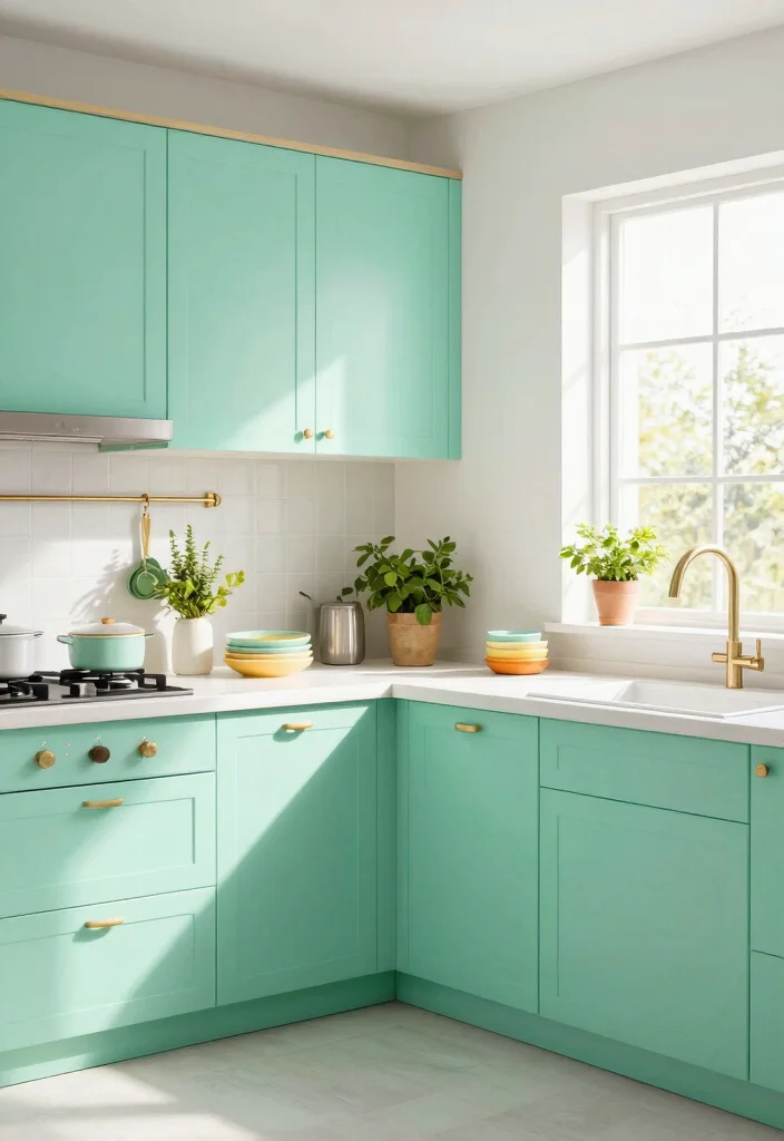 17 Kitchen With Green Cabinets Ideas That Feel On Trend - 5. Refreshing Minty Vibe 1
