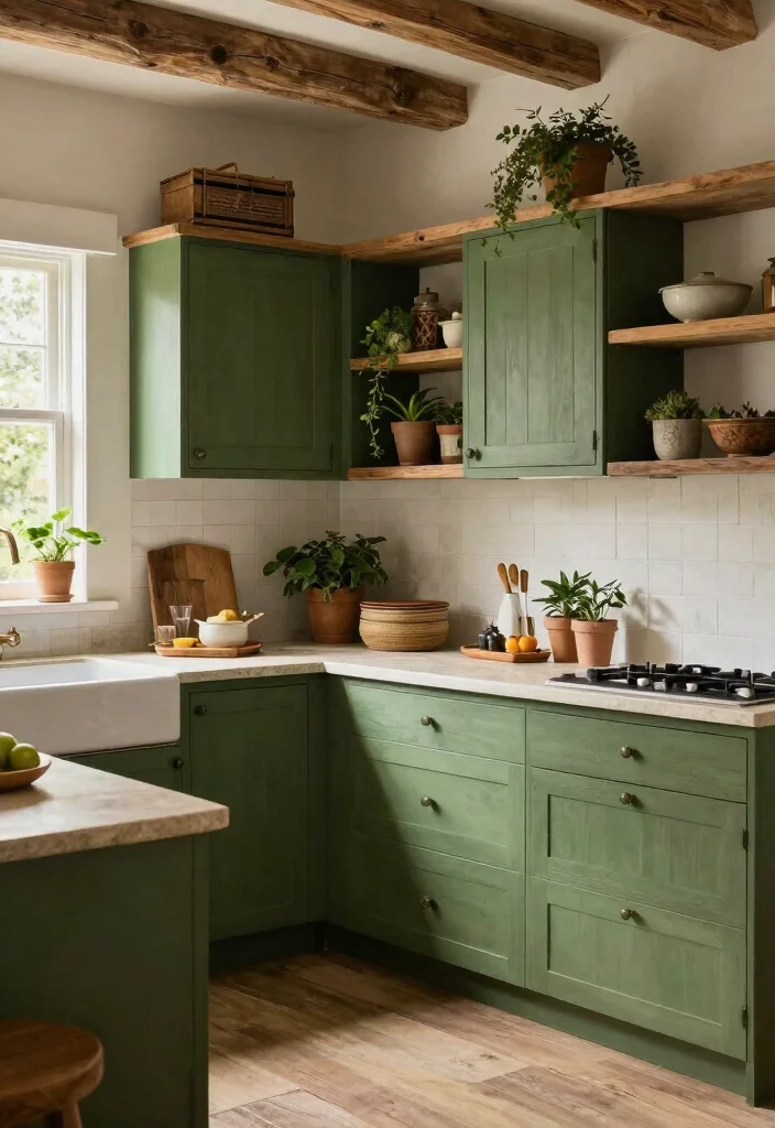 17 Kitchen With Green Cabinets Ideas That Feel On Trend - 6. Earthy Moss Green 1