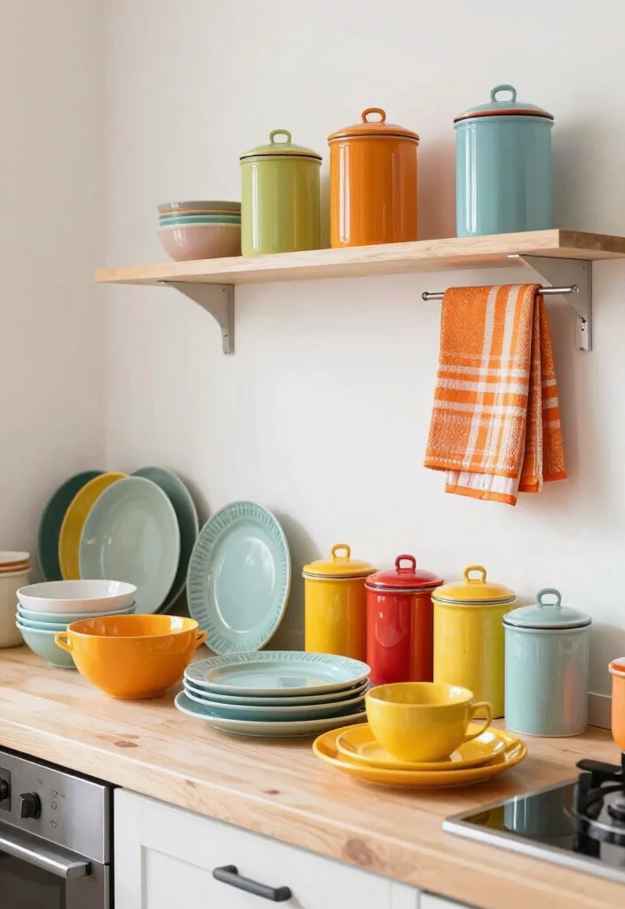 17 Kitchen on One Wall Ideas With Compact Design 9 17 Kitchen on One Wall Ideas With Compact Design - 9. Colorful Accessories 1