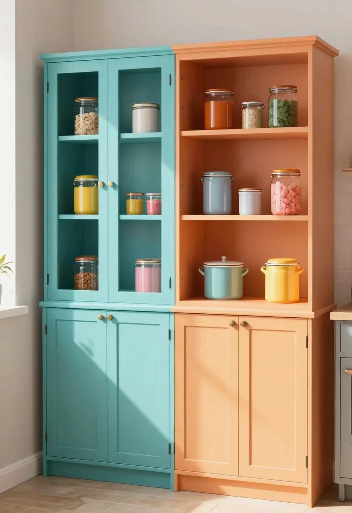 17 Pantry Cabinets in Kitchen Ideas With Smart Storage 11 17 Pantry Cabinets in Kitchen Ideas With Smart Storage - 11. Colorful Accents in Pantry Cabinets 1