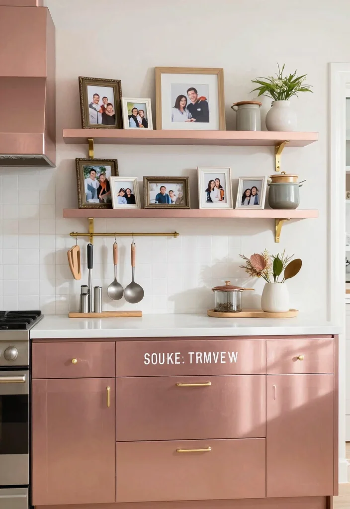 17 Rose Gold Kitchen Cabinets Ideas With Glam Shine - 15. Personalized Touches 1