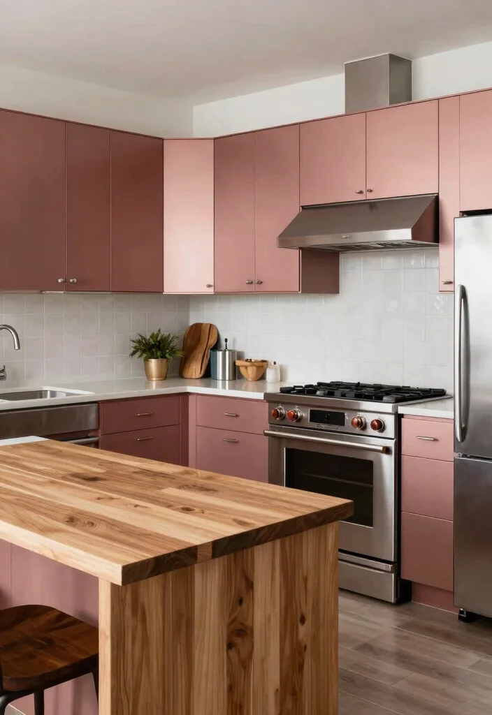17 Rose Gold Kitchen Cabinets Ideas With Glam Shine - 7. Mixing Materials 1