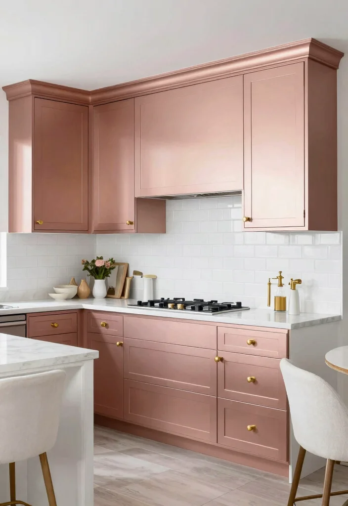 17 Rose Gold Kitchen Cabinets Ideas With Glam Shine - 8. Timeless Elegance with White 1