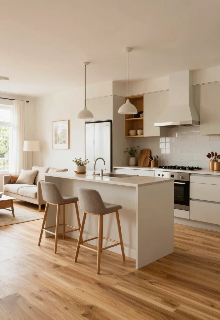 17 Single Wall Kitchen Ideas With Sleek Efficiency 17 17 Single Wall Kitchen Ideas With Sleek Efficiency - 17. Seamless Transition to Living Spaces 1