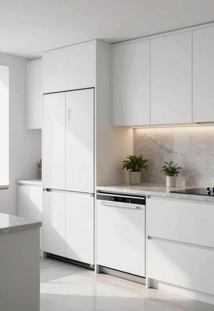 17 Single Wall Kitchen Ideas With Sleek Efficiency 4 17 Single Wall Kitchen Ideas With Sleek Efficiency - 4. Integrated Appliances 1