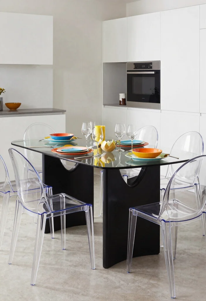 18 Black Kitchen Table Ideas With Bold Modern Style 12 18 Black Kitchen Table Ideas With Bold Modern Style - 12. Black and Glass Dining Table 1