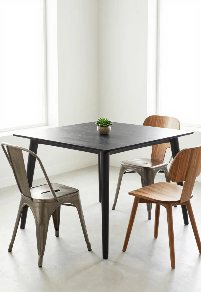 18 Black Kitchen Table Ideas With Bold Modern Style 2 18 Black Kitchen Table Ideas With Bold Modern Style - 2. Minimalist Black Square Table 1