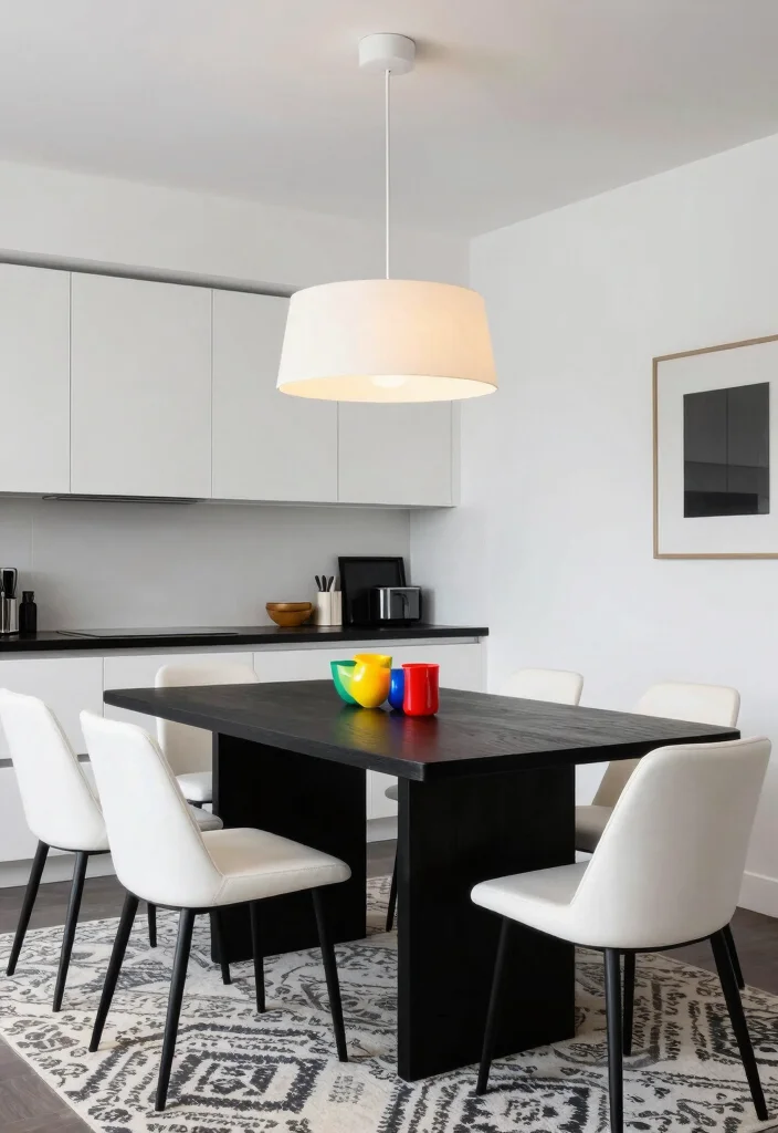18 Black Kitchen Table Ideas With Bold Modern Style 5 18 Black Kitchen Table Ideas With Bold Modern Style - 5. Bold Black and White Contrast 1