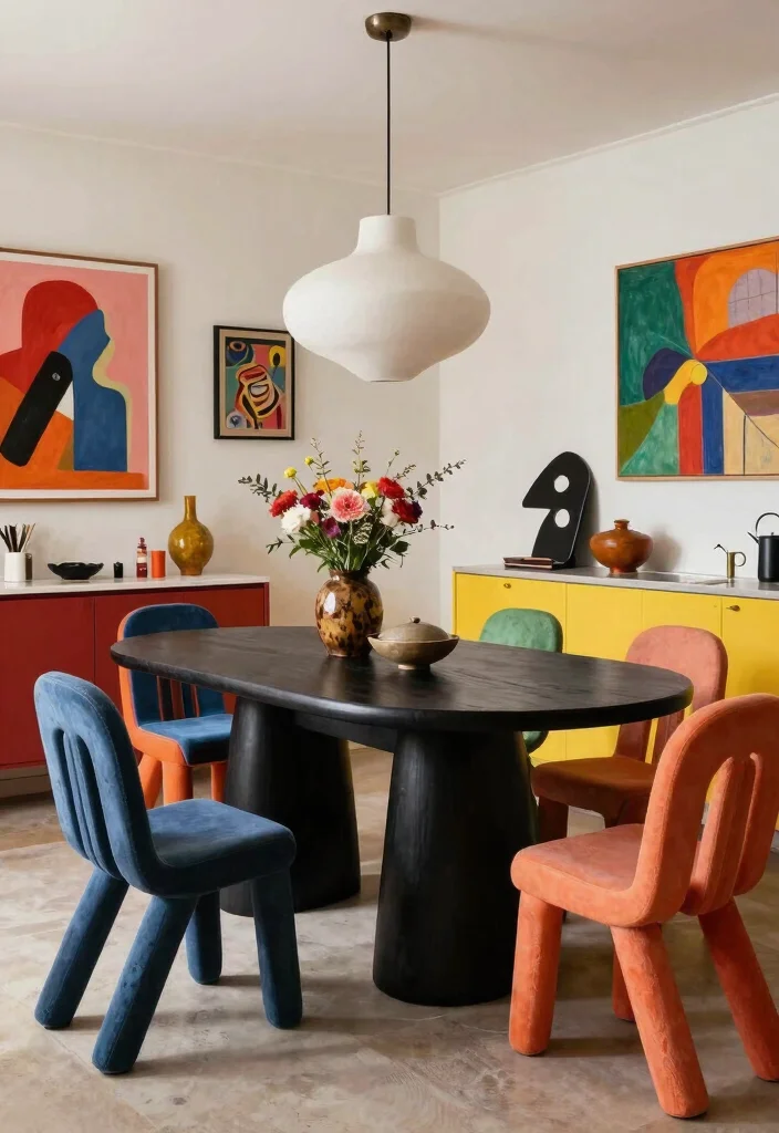 18 Black Kitchen Table Ideas With Bold Modern Style 6 18 Black Kitchen Table Ideas With Bold Modern Style - 6. Artsy Black Kitchen Table 1