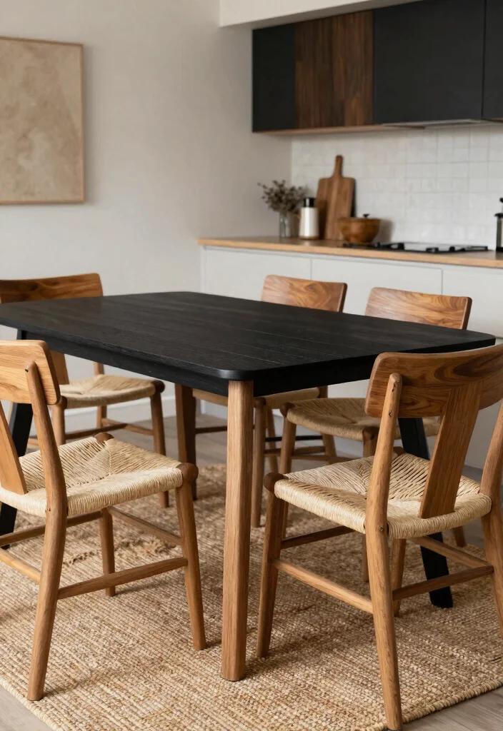 18 Black Kitchen Table Ideas With Bold Modern Style 8 18 Black Kitchen Table Ideas With Bold Modern Style - 8. Black and Wood Combo Table 1