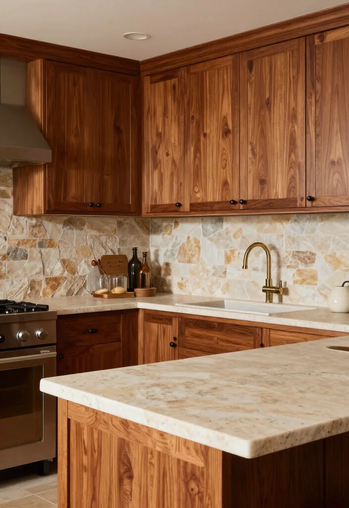 18 Cherry Wood Cabinets Kitchen Ideas With Warm Elegance 9 18 Cherry Wood Cabinets Kitchen Ideas With Warm Elegance - 9. Cherry Wood and Stone Combinations 1