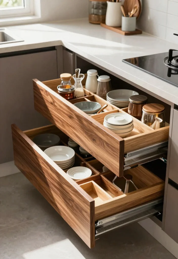 18 Cupboard for Kitchen Ideas That Elevate Storage - 7. Pull-Out Drawers for Easy Access 1