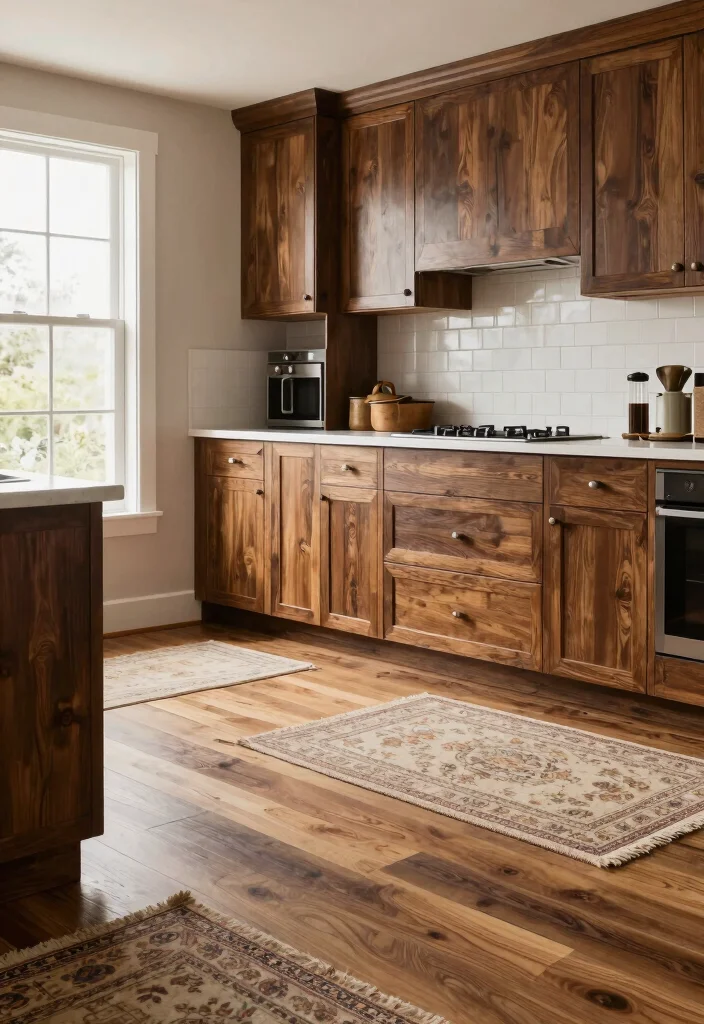 18 Espresso Kitchen Cabinets Ideas With Rich Depth - 12. Creative Flooring Solutions 1