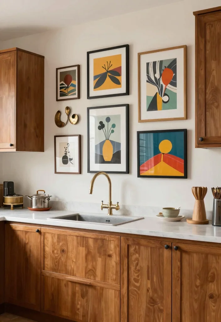 18 Espresso Kitchen Cabinets Ideas With Rich Depth - 9. Statement Wall Art 1