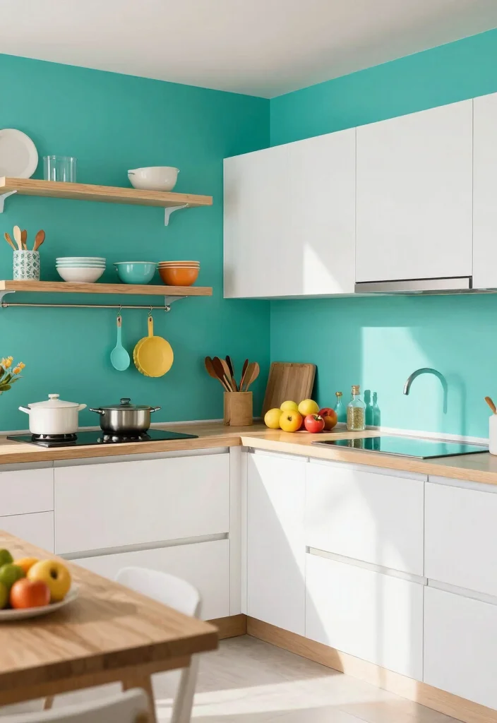 18 Kitchen Color Ideas for Walls That Brighten Instantly 12 18 Kitchen Color Ideas for Walls That Brighten Instantly - 12. Vibrant Teal 1