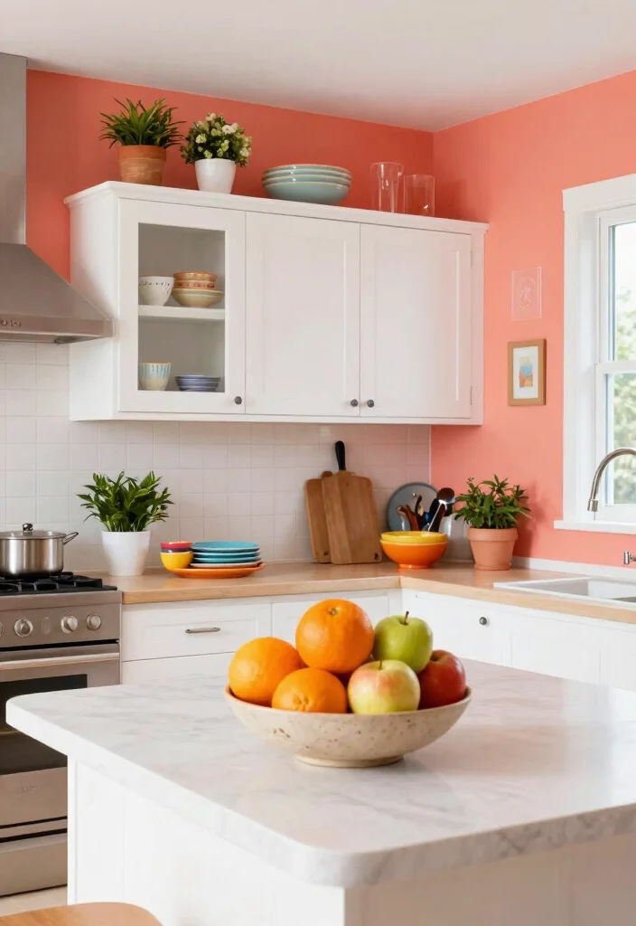 18 Kitchen Color Ideas for Walls That Brighten Instantly 7 18 Kitchen Color Ideas for Walls That Brighten Instantly - 7. Energizing Coral 1